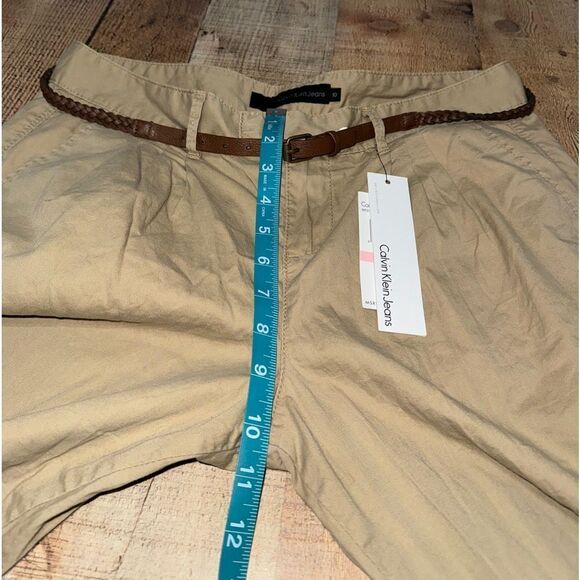 Nwt Calvin Klein khaki chino Capri cropped pants belted - Picture 5 of 11